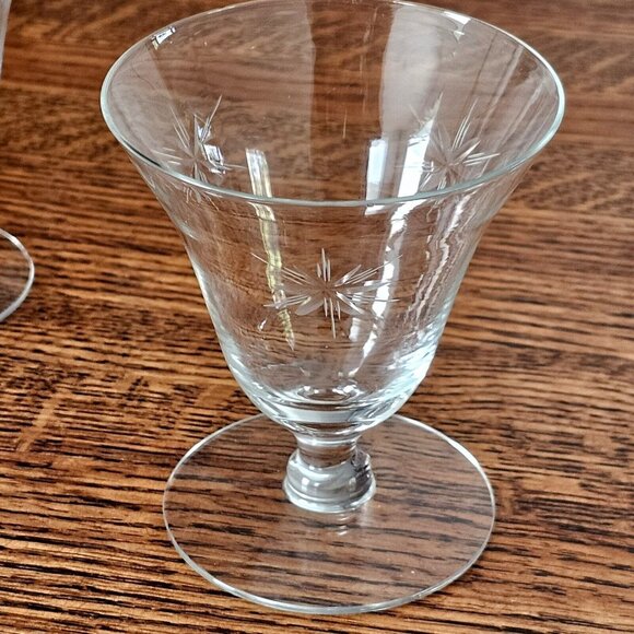 Etched Atomic Starburst Cocktail Glasses MCM 6-point star Susquehanna dessert (3 - Picture 6 of 14